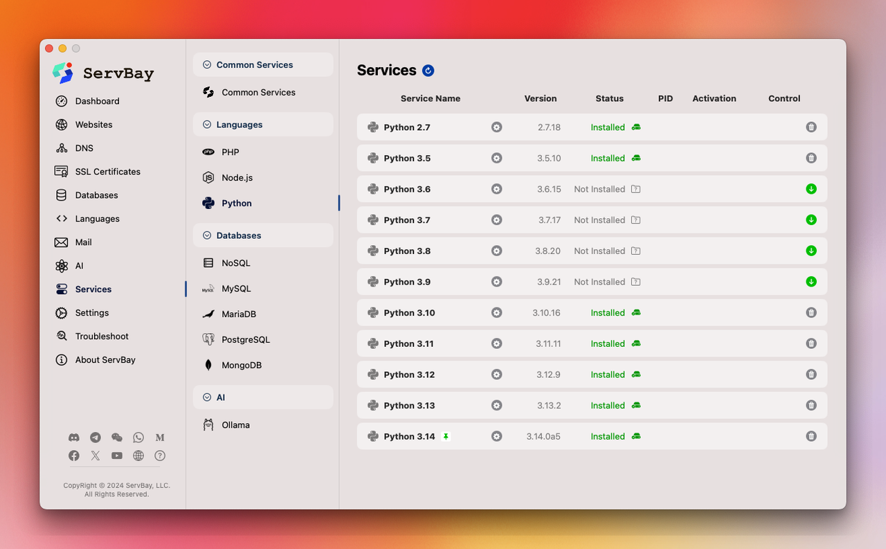 Interface de gestion Python