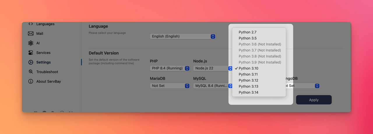 Changement de version Python